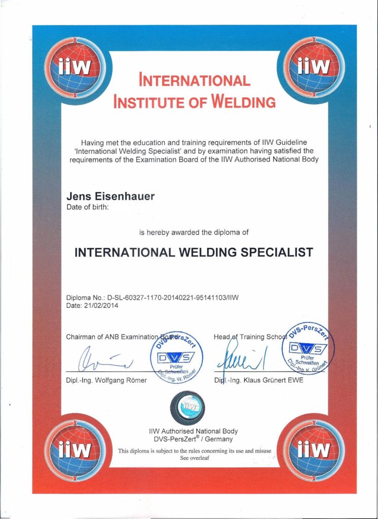 International Welding Specialist
Schweißfachmann